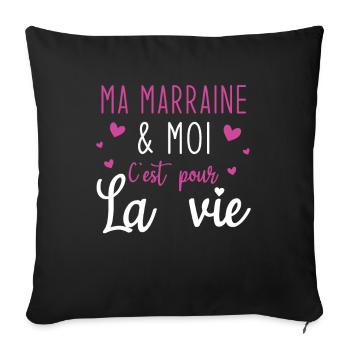 Ma marraine moi c'est pour la vie - Housse de coussin décorative 45 x 45 cm - noir - Devant
