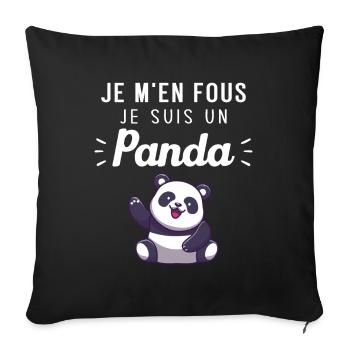 Je m'en fous je suis un panda Humour Cadeau - Housse de coussin décorative 45 x 45 cm - noir - Devant