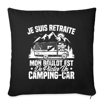 Je suis retraité et piloter un camping-car Cadeau - Housse de coussin décorative 45 x 45 cm - noir - Devant