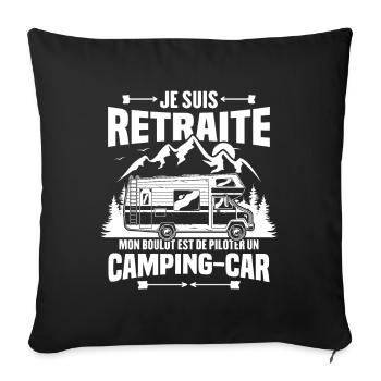 Je suis retraité et piloter un camping-car Cadeau - Housse de coussin décorative 45 x 45 cm - noir - Devant