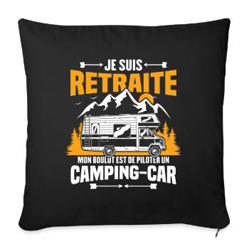 Je suis retraité et piloter un camping-car Cadeau - Housse de coussin décorative 45 x 45 cm - noir - Devant