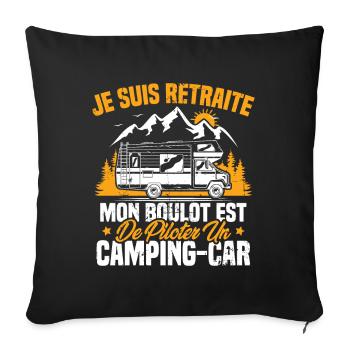 Je suis retraité et piloter un camping-car Cadeau - Housse de coussin décorative 45 x 45 cm - noir - Devant