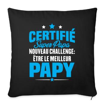 Cadeau nouveau challenge être le meilleur papy - Housse de coussin décorative 45 x 45 cm - noir - Devant