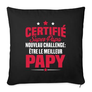 Cadeau nouveau challenge être le meilleur papy - Housse de coussin décorative 45 x 45 cm - noir - Devant