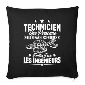 Technicien une personne qui répare les erreurs - Housse de coussin décorative 45 x 45 cm - noir - Devant