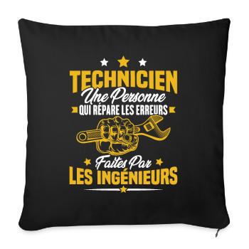 Technicien une personne qui répare les erreurs - Housse de coussin décorative 45 x 45 cm - noir - Devant