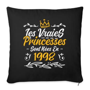 Les Vraies Princesses Sont Nées En 1998 - Housse de coussin décorative 45 x 45 cm - noir - Devant