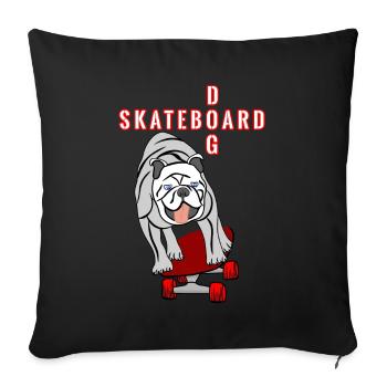 Skateboard Hund Mops Bulldogge rot grau sport - Sofakissenbezug 45 x 45 cm - Schwarz - Vorne