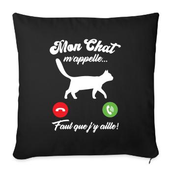 Mon chat m'appelle - Housse de coussin décorative 45 x 45 cm - noir - Devant