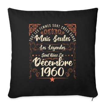 Légendes Sont Nées En Décembre 1960 édition limité - Housse de coussin décorative 45 x 45 cm - noir - Devant