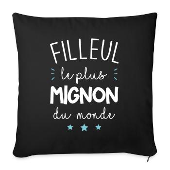 Filleul le plus mignon du monde - Housse de coussin décorative 45 x 45 cm - noir - Devant