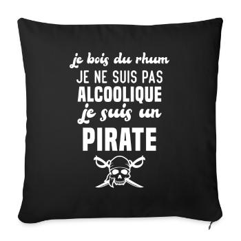 Je ne suis pas alcoolique je suis un pirate - Housse de coussin décorative 45 x 45 cm - noir - Devant