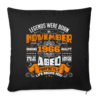 Legends were born anniversary in November 1966 - Sofa pillowcase 17,3'' x 17,3'' (45 x 45 cm) - black - Front