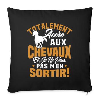 Totalement accro aux chevaux - Housse de coussin décorative 45 x 45 cm - noir - Devant