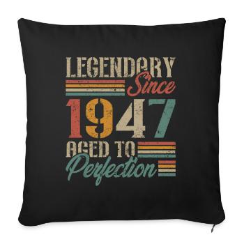 Vintage 1947 Cadeau D'anniversaire Rétro - Housse de coussin décorative 45 x 45 cm - noir - Devant