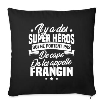 Super héros on les appelle frangin cadeau - Housse de coussin décorative 45 x 45 cm - noir - Devant