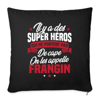 Super héros on les appelle frangin cadeau - Housse de coussin décorative 45 x 45 cm - noir - Devant