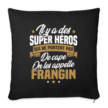Super héros on les appelle frangin cadeau - Housse de coussin décorative 45 x 45 cm - noir - Devant