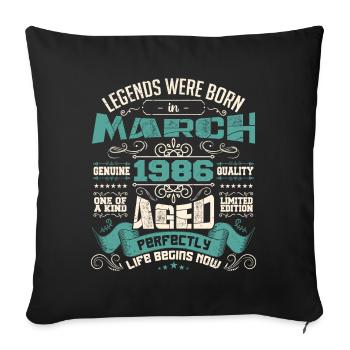 March 1986 | birthday gift - Housse de coussin décorative 45 x 45 cm - noir - Devant