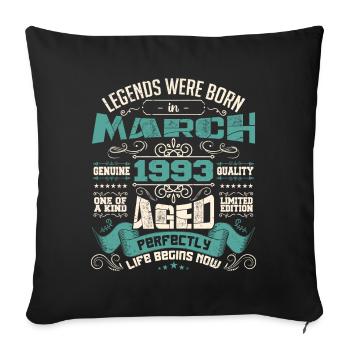 March 1993 | birthday gift - Housse de coussin décorative 45 x 45 cm - noir - Devant