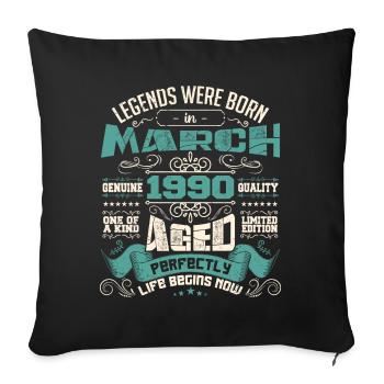 March 1990 | birthday gift - Housse de coussin décorative 45 x 45 cm - noir - Devant