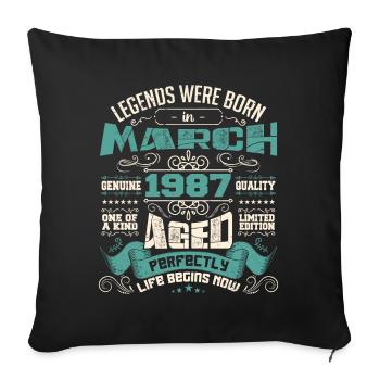 March 1987 | birthday gift - Housse de coussin décorative 45 x 45 cm - noir - Devant