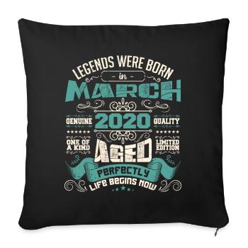 März 2020 | Geburtstagsgeschenk - Sofakissenbezug 45 x 45 cm - Schwarz - Vorne