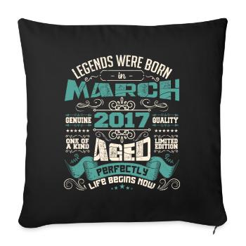 March 2017 | birthday gift - Sofa pillowcase 17,3'' x 17,3'' (45 x 45 cm) - black - Front
