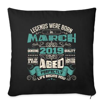 March 2019 | birthday gift - Sofa pillowcase 17,3'' x 17,3'' (45 x 45 cm) - black - Front