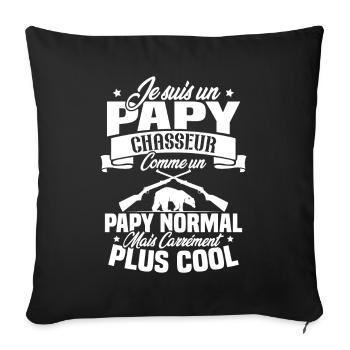 Je suis un papy chasseur comme un papy normal - Housse de coussin décorative 45 x 45 cm - noir - Devant