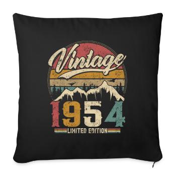 Vintage 1954 Limited Edition Birthday Gift - Sofa pillowcase 17,3'' x 17,3'' (45 x 45 cm) - black - Front