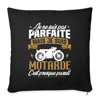 Je ne suis pas parfaite mais je suis motarde - Housse de coussin décorative 45 x 45 cm - noir - Devant