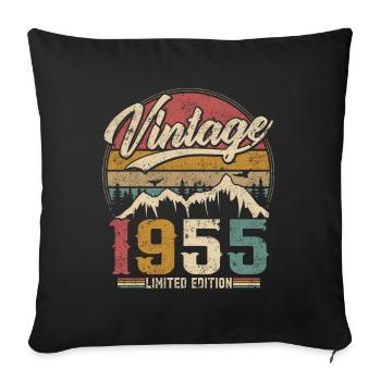 Vintage 1955 Limited Edition Geburtstagsgeschenk - Sofakissenbezug 45 x 45 cm - Schwarz - Vorne