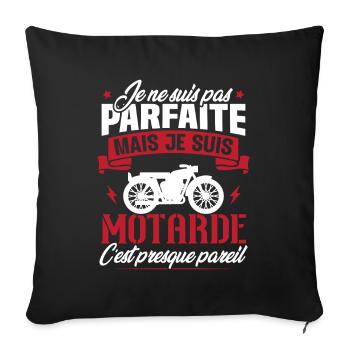 Je ne suis pas parfaite mais je suis motarde - Housse de coussin décorative 45 x 45 cm - noir - Devant