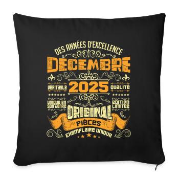 MILLÉSIME DÉCEMBRE 2025 ORIGINAL PIÈCES - Housse de coussin décorative 45 x 45 cm - noir - Devant