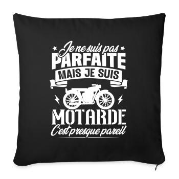 Je ne suis pas parfaite mais je suis motarde - Housse de coussin décorative 45 x 45 cm - noir - Devant