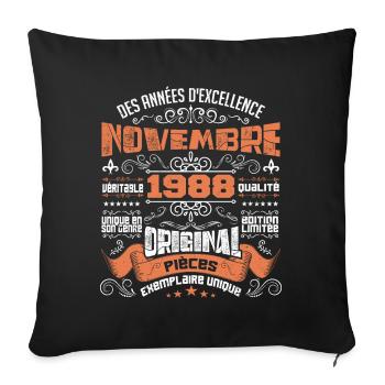 Novembre 1988 - Housse de coussin décorative 45 x 45 cm - noir - Devant