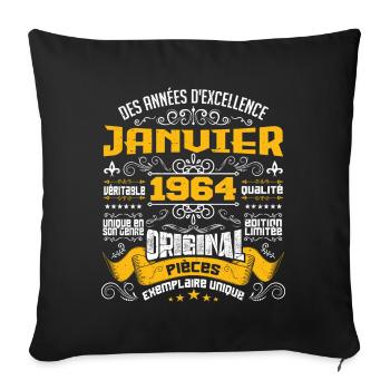 JANVIER 1964 | ORIGINAL PIÈCES - Housse de coussin décorative 45 x 45 cm - noir - Devant
