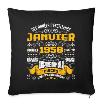 JANVIER 1958 | ORIGINAL PIÈCES - Housse de coussin décorative 45 x 45 cm - noir - Devant