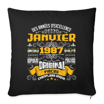JANVIER 1987 | ORIGINAL PIÈCES - Housse de coussin décorative 45 x 45 cm - noir - Devant