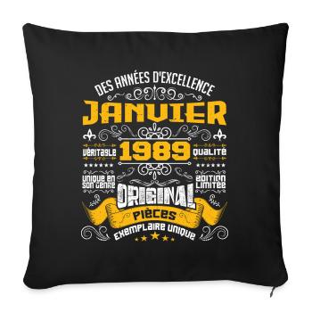 JANVIER 1989 | ORIGINAL PIÈCES - Housse de coussin décorative 45 x 45 cm - noir - Devant
