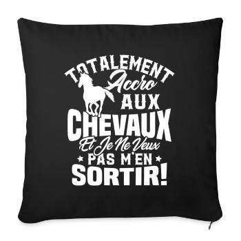 Totalement accro aux chevaux - Housse de coussin décorative 45 x 45 cm - noir - Devant