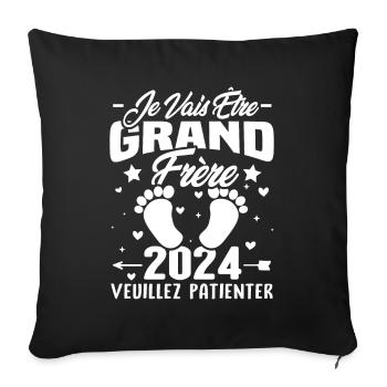 Je Vais Être Grand Frère en 2024 - Housse de coussin décorative 45 x 45 cm - noir - Devant