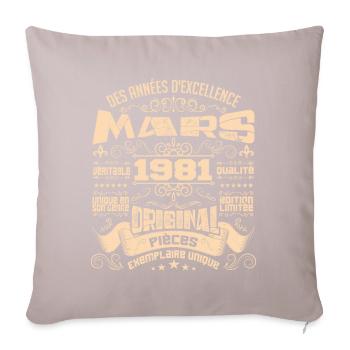 Anniversaire Vintage Né(e) en Mars 1981 - Housse de coussin décorative 45 x 45 cm - taupe clair - Devant