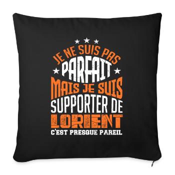 Cadeau Supporter Lorient Foot | Lorientais - Housse de coussin décorative 45 x 45 cm - noir - Devant