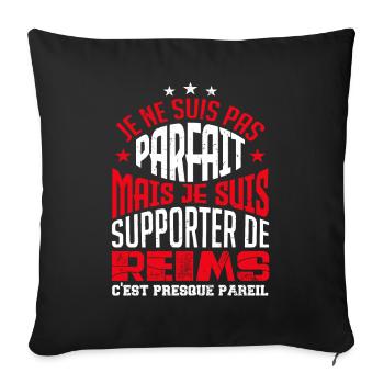 Cadeau Supporter de Reims Foot - Housse de coussin décorative 45 x 45 cm - noir - Devant