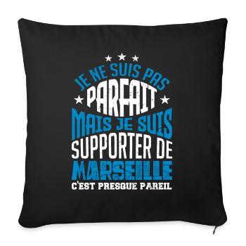 Cadeau Supporter de Marseille Foot - Housse de coussin décorative 45 x 45 cm - noir - Devant