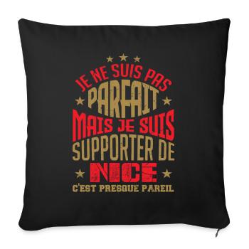 Cadeau Supporter de Nice Foot - Housse de coussin décorative 45 x 45 cm - noir - Devant
