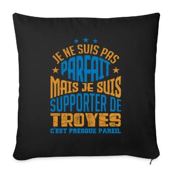 Cadeau Supporter de Troyes Foot - Housse de coussin décorative 45 x 45 cm - noir - Devant