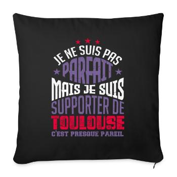 Cadeau Supporter de Toulouse Foot - Housse de coussin décorative 45 x 45 cm - noir - Devant